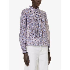 ME+EM Blue and White Patterned Blouse